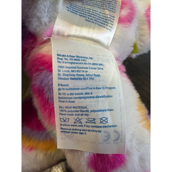 Build-A-Bear Pink White Plush Triceratops Dinosaur Plush  Stuffed Toy 18” Love - Picture 5 of 6